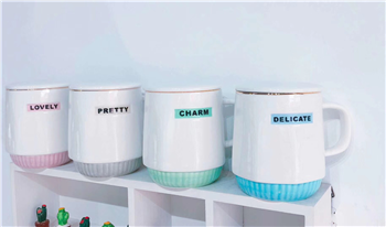 Ceramic Cup with Spoon and Lid