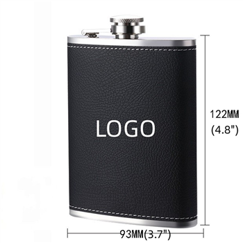 8oz Stainless Steel Flask with Leather Wrap