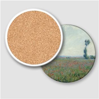 3.5" Round Ceramic Coaster with Cork Base